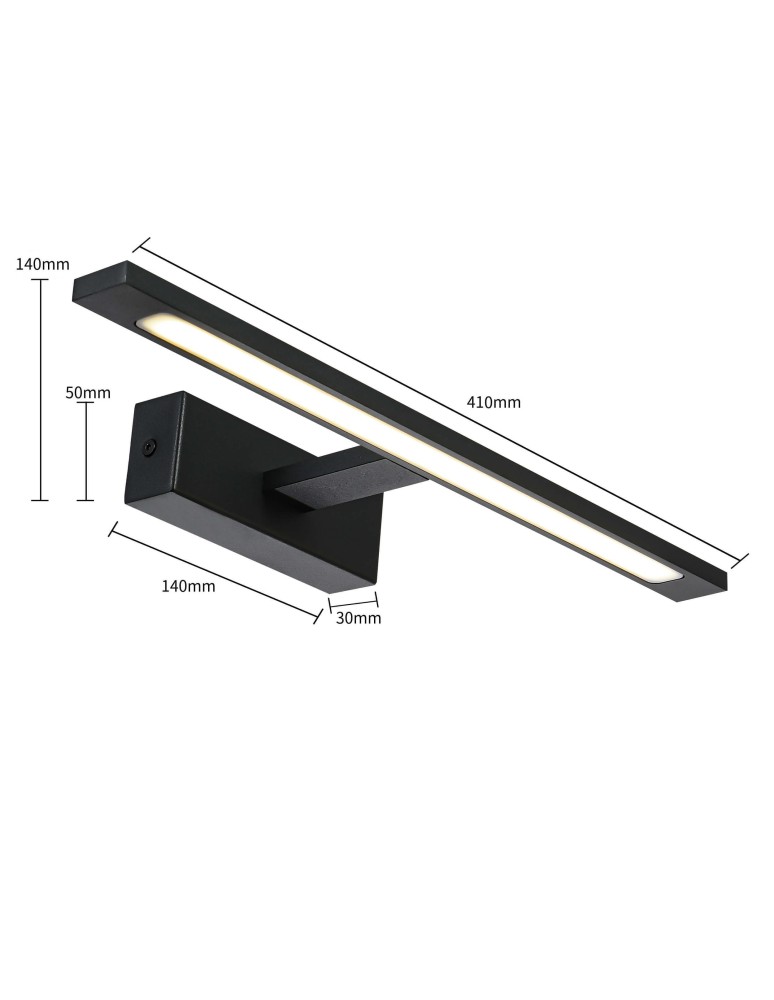 Light Prestige Isla kinkiet czarny średni z IP44 4000K LED czarny GS-LWB-12W BK
