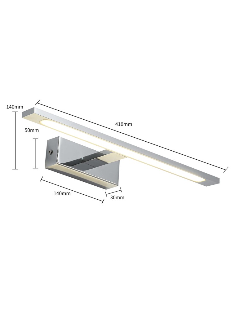 Light Prestige Isla kinkiet chrom sredni z IP44 3000K LED chrom GS-LWB-12W/3 CH