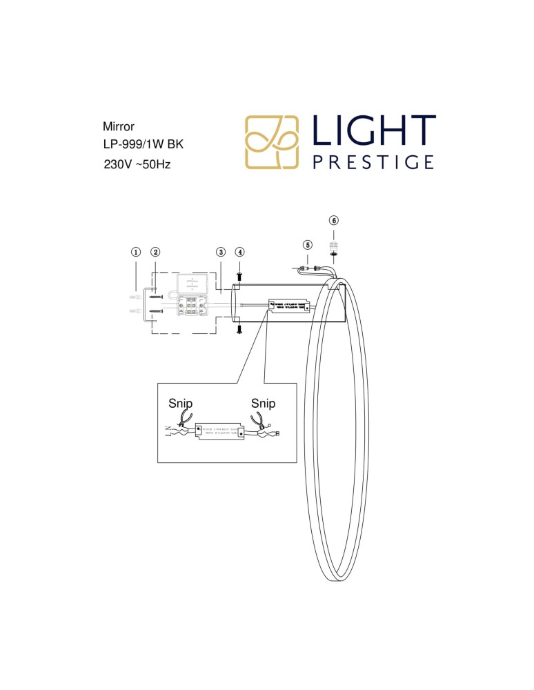 Light Prestige Mirror kinkiet duży czarny LP-999/1W L BK 1xLED IP44 czarny Light Prestige Mirror kinkiet duży czarny LP-999/1W L BK 1xLED IP44 czarny