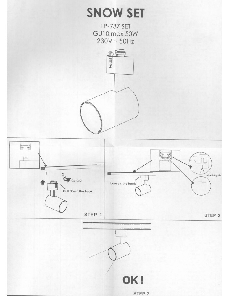 Light Prestige Snow reflektor do szynoprzewodów 1F czarny GU10 czarny LP-731/1R BK