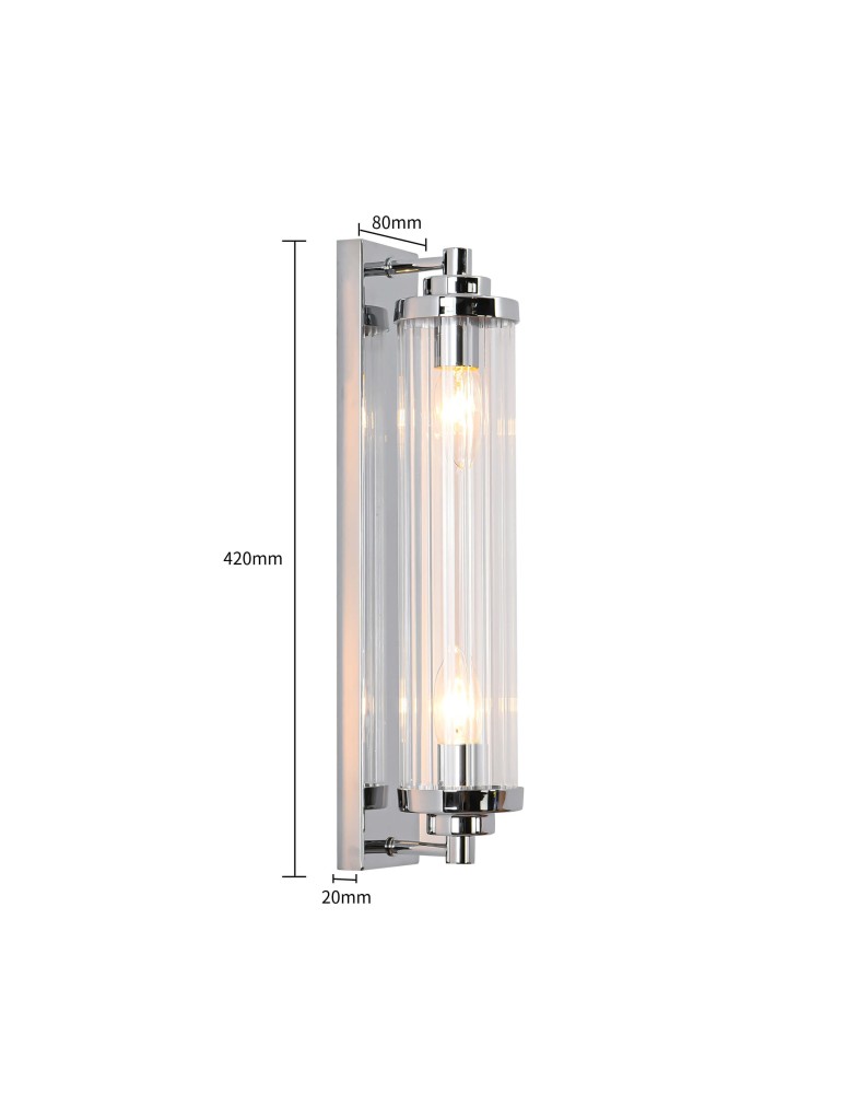 Light Prestige Lorenzo Kinkiet E14 2x40W transparentny/srebrny LP-2960/1W CH