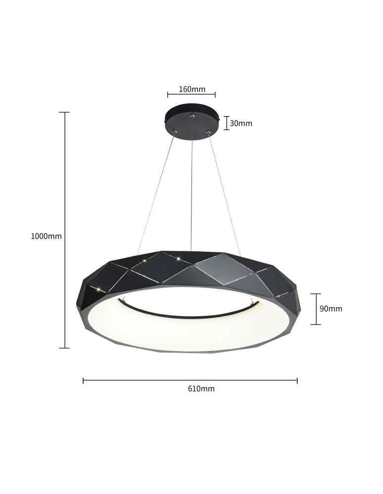 Light Prestige Reus LED wisząca czarna LED czarny LP-8069/1P LED BK