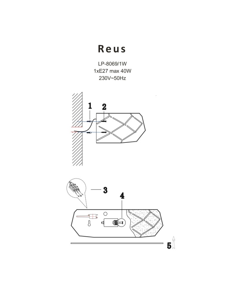 Light Prestige Reus kinkiet czarny E27 czarny LP-8069/1W BK