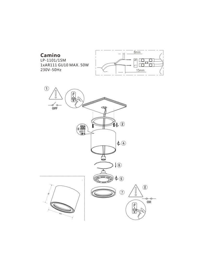 Light Prestige Camino oprawa natynkowa czarna LP-1101/1SM BK 1xQR111 czarny Light Prestige Camino oprawa natynkowa czarna LP-1101/1SM BK 1xQR111 czarny