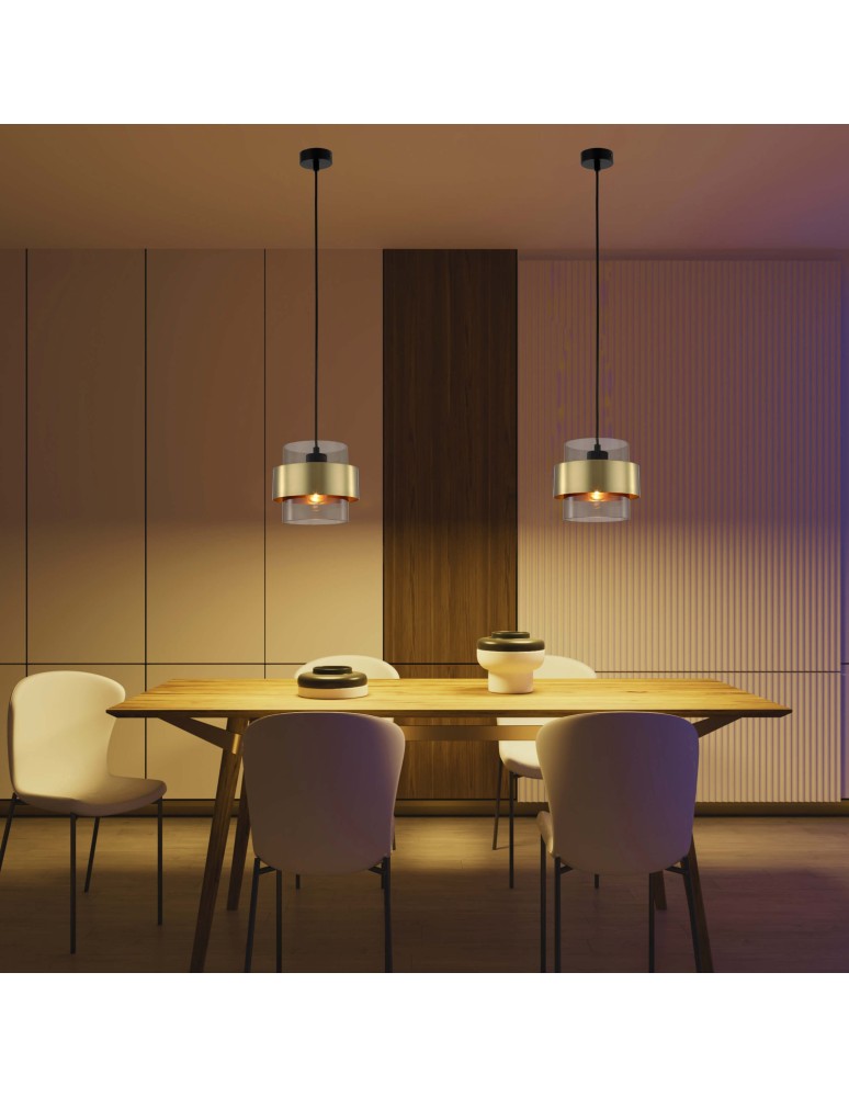 Light Prestige Miele Lampa wisząca E27 1x40W dymny/złoty LP-866/1P SM/GD