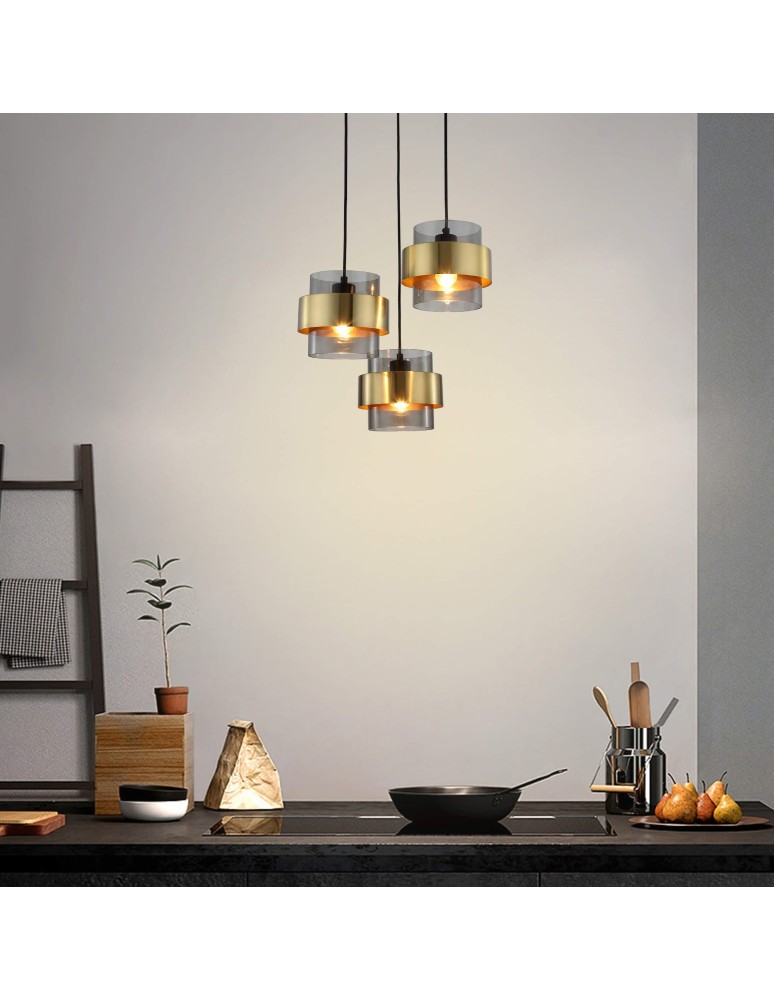 Light Prestige Miele Lampa wisząca E27 3x40W dymny/złoty LP-866/3P SM/GD