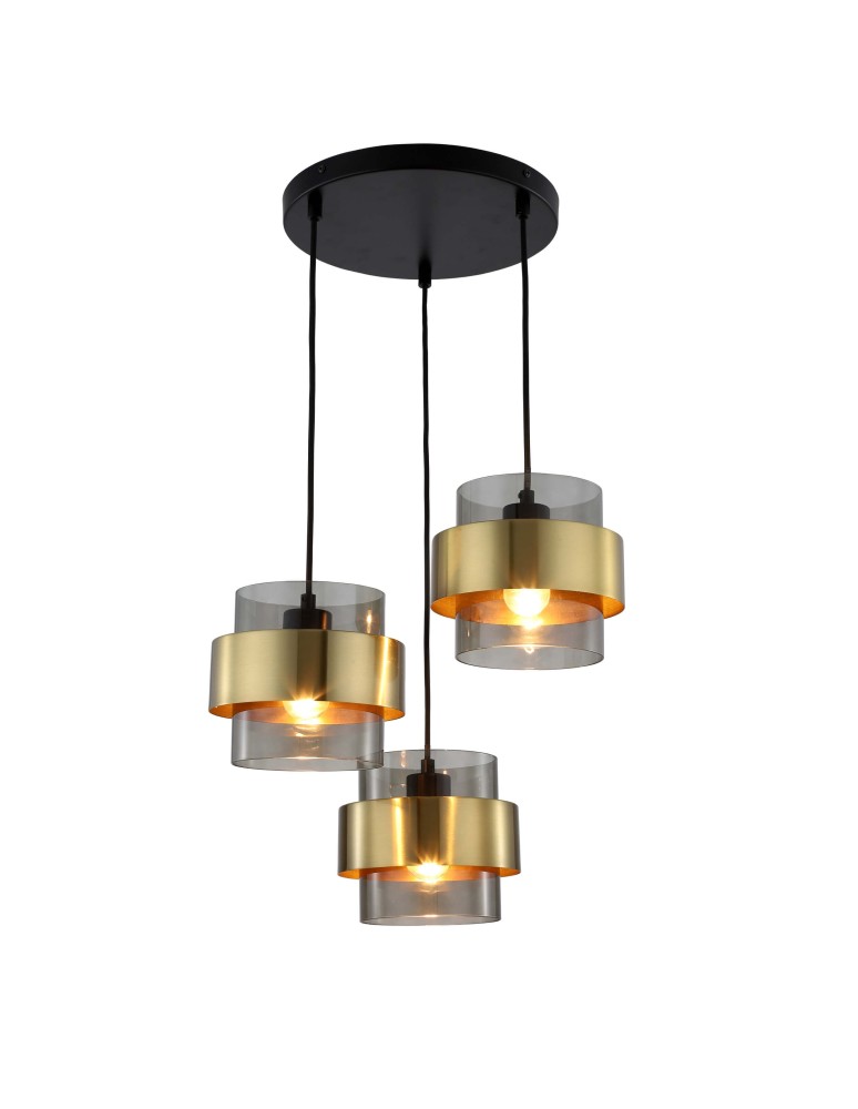 Light Prestige Miele Lampa wisząca E27 3x40W dymny/złoty LP-866/3P SM/GD