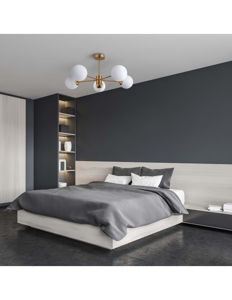 Lampy sufitowe - Light Prestige Roma Lampa wisząca E14 5x40W złoty/biały LP-1345/5P GD - product kolory-swiatla.pl 3