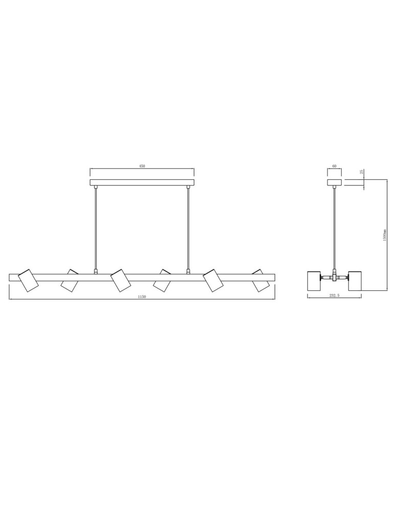 Light Prestige Snow 6 linia wisząca czarna 6xGU10 LP-731/6L BK Light Prestige Snow 6 linia wisząca czarna 6xGU10 LP-731/6L BK