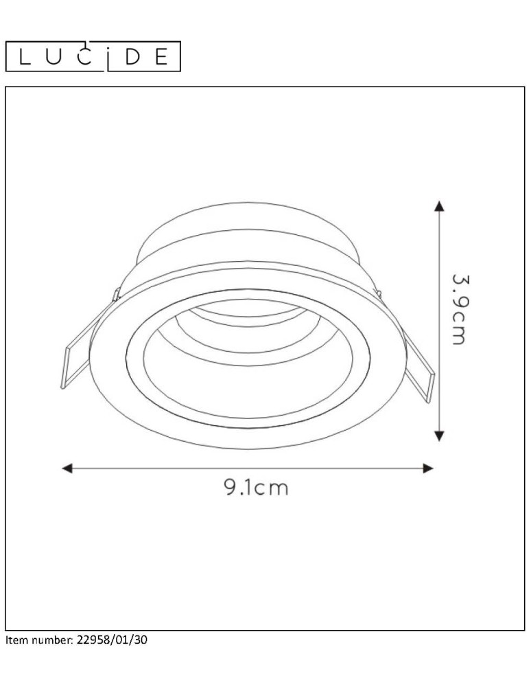 Lampy podtynkowe - oczka - Lucide EMBED Downlight Round GU10 9c 22958/01/30 - produkt kolory-swiatla.pl 5