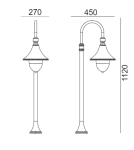 Lampy ogrodowe stojące - Norlys Floirencja Stojąca 112cm 1xE27 IP65 Czarny 805B - product 2