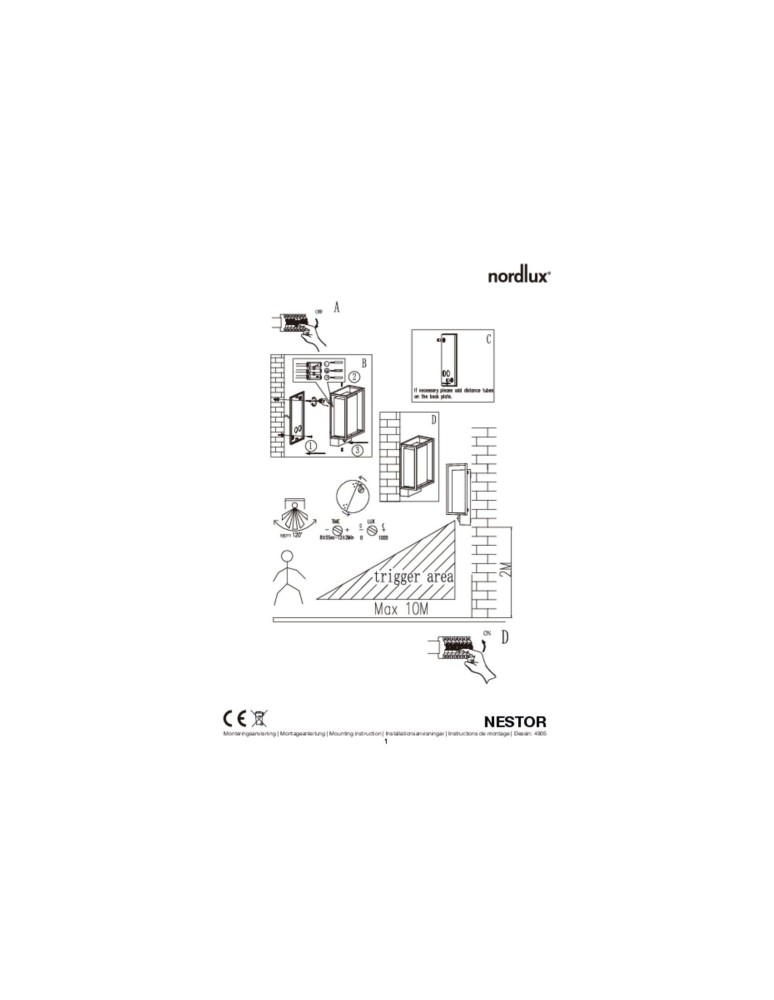 NORDLUX NESTOR Lampa Ścienna LED Aluminium Czarny 49051503