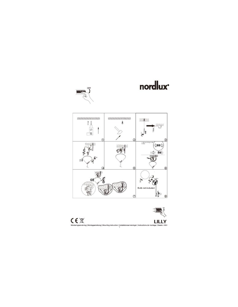 NORDLUX LILLY Lampa Wisząca E14 3X40W Metal Czarny 48603003 NORDLUX LILLY Lampa Wisząca E14 3X40W Metal Czarny 48603003