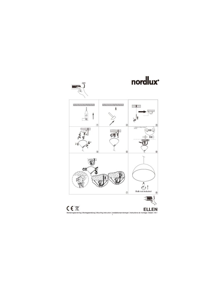 NORDLUX ELLEN Lampa Wisząca E27 40W Metal Czarny 48573003 NORDLUX ELLEN Lampa Wisząca E27 40W Metal Czarny 48573003