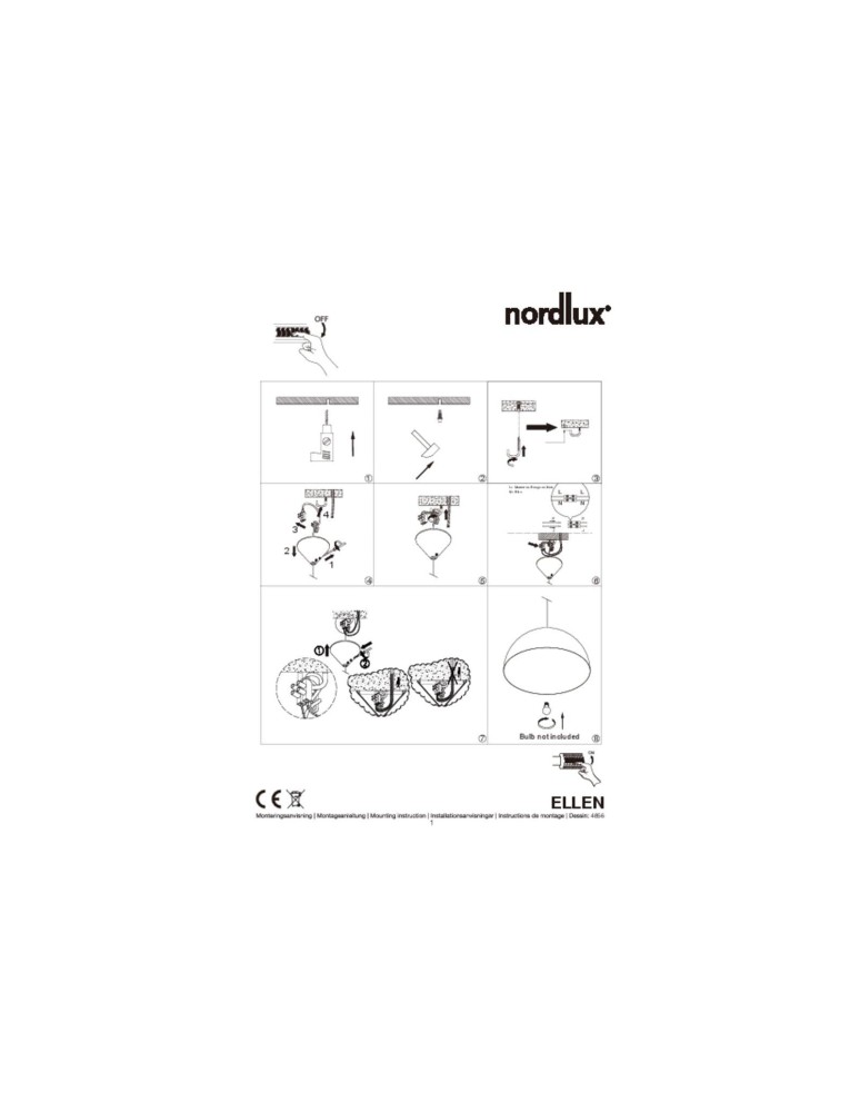 NORDLUX ELLEN Lampa Wisząca E27 40W Metal Biały 48563001 NORDLUX ELLEN Lampa Wisząca E27 40W Metal Biały 48563001