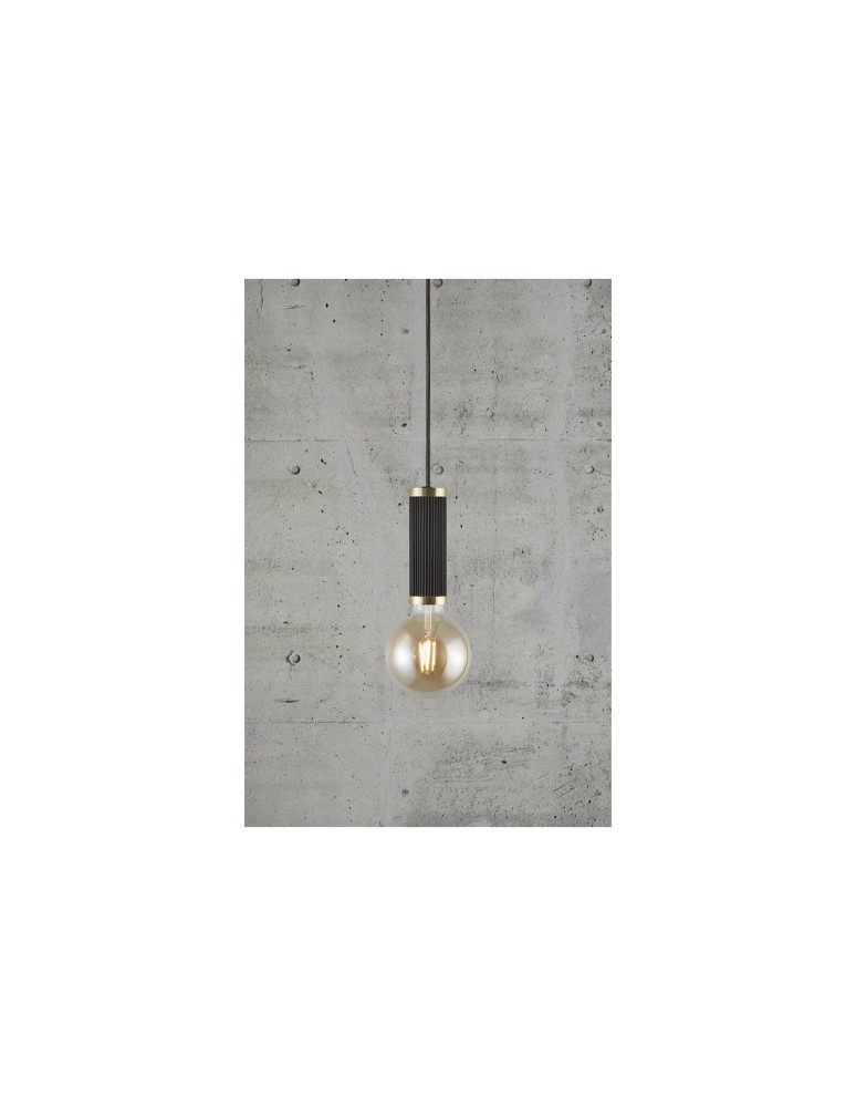 Lampy wiszące żarówki - NORDLUX GALLOWAY Lampa Wisząca E27 40W Metal Czarny/Mosiądz 2011053003 - product kolory-swiatla.pl 2