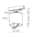 Lampy do szynoprzewodów 3 fazowych - Aqform TUBA 111 track Reflektor 16233-0000-T8-PH - product 2