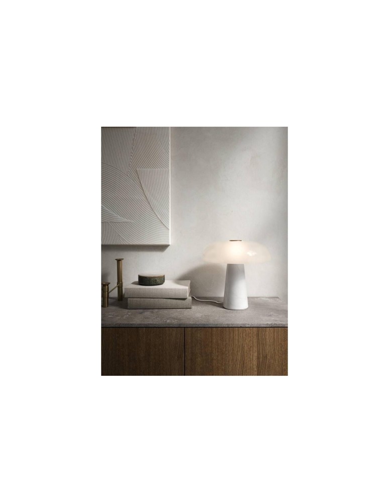 DFTP by NORDLUX GLOSSY Lampa Stołowa E27 15W Marmur Opal Biały DFTP by NORDLUX GLOSSY Lampa Stołowa E27 15W Marmur Opal Biały