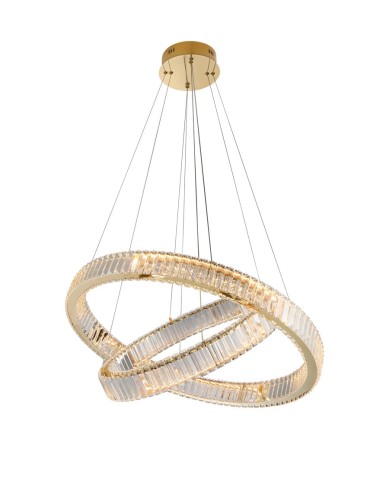 Azzardo SPARK Wisząca 60+80 DIMM GO Złoty Połysk/Transparentny 2xLED Opcja Ściemniania AZ5792