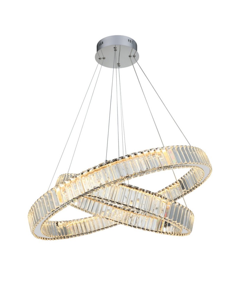 Azzardo SPARK Wisząca 60+80 DIMM CH Chrom/Transparentny 2xLED Opcja Ściemniania AZ5793