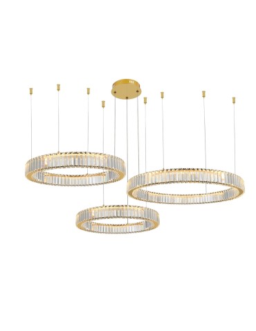 Azzardo SPARK Wisząca 40+60+80 DIMM GO Złoty Połysk/Transparentny 3xLED Opcja Ściemniania AZ5794