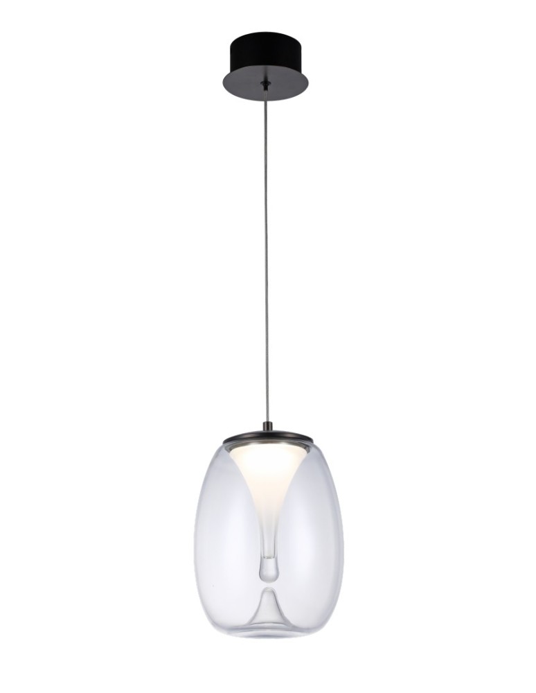 Azzardo PAMELA 20 BK Czarny Mat/Transparentny 1xLED LED wisząca AZ5823