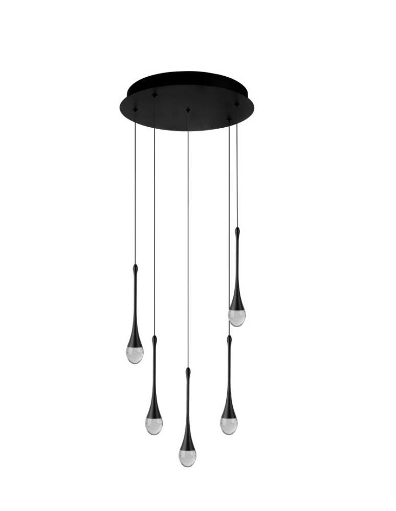 Azzardo DALMA 5 ROUND BK Czarny Mat/Transparentny 5xLED Wisząca AZ6007