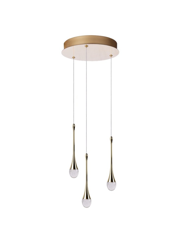Azzardo DALMA 3 ROUND GO Złoty Połysk/Transparentny 3xLED Wisząca AZ6010