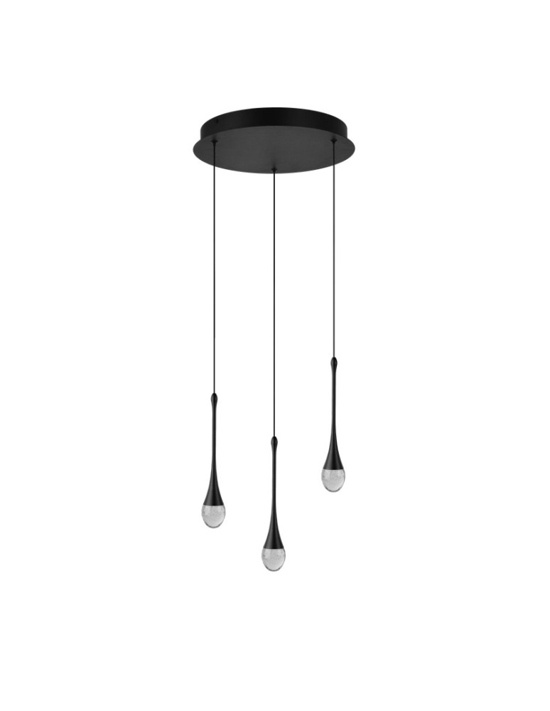 Azzardo DALMA 3 ROUND BK Czarny Mat/Transparentny 3xLED Wisząca AZ6009