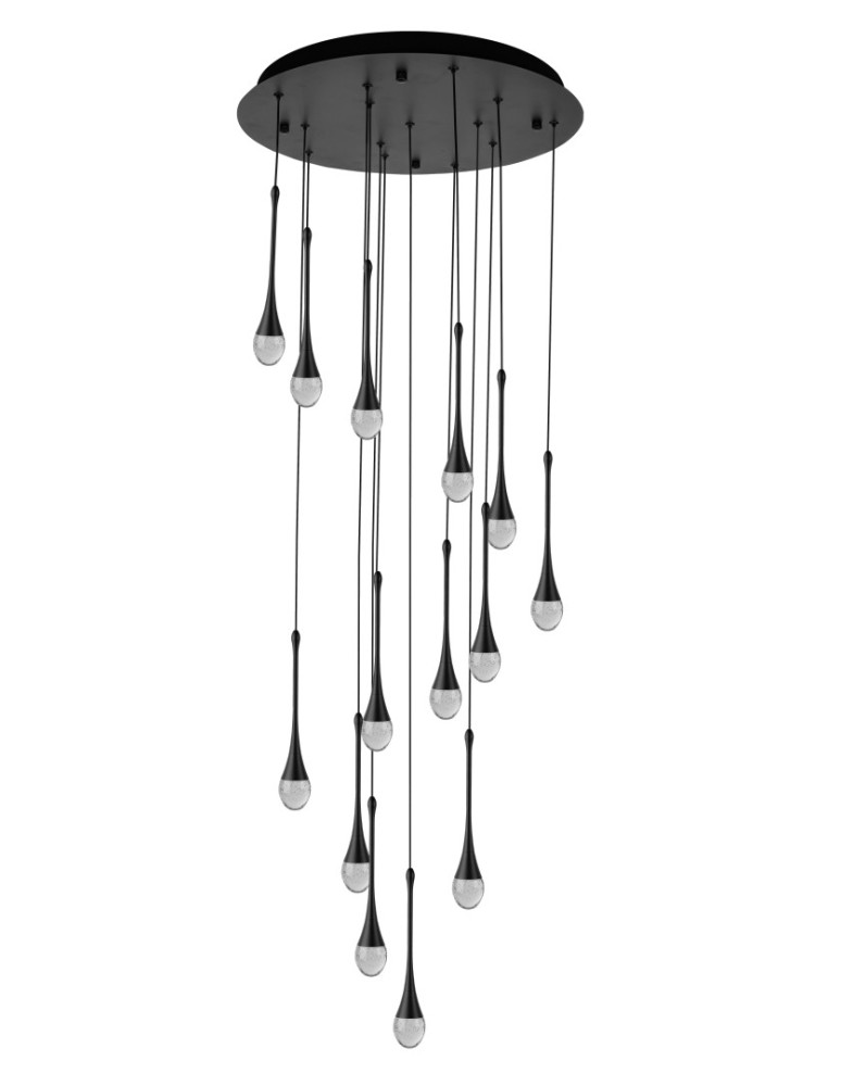 Azzardo DALMA 14 ROUND BK Czarny Mat/Transparentny 14xLED Wisząca AZ6011