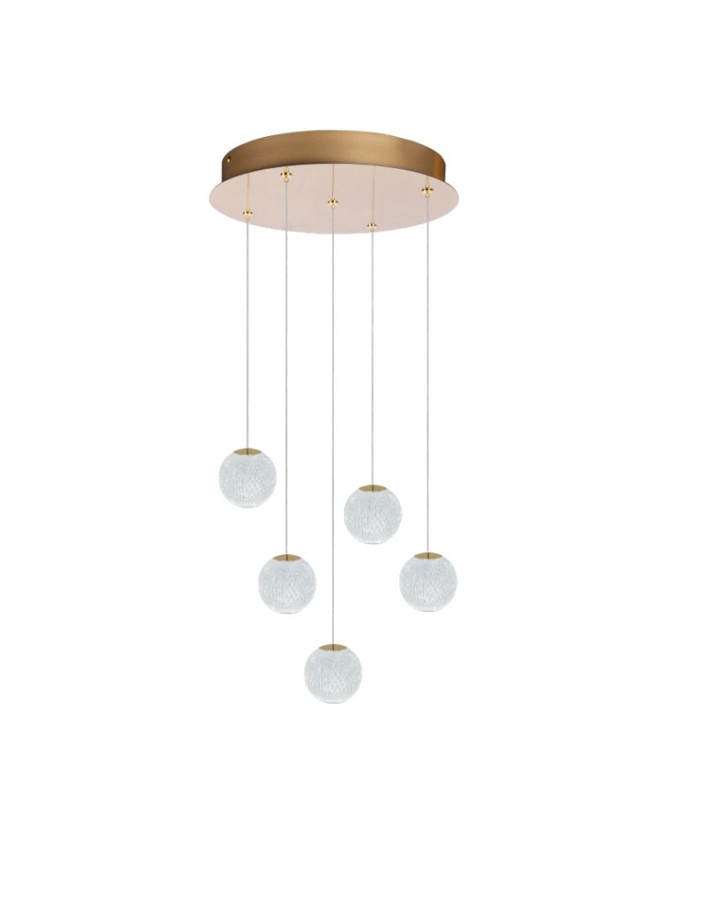 Azzardo EDEM 5 ROUND GO Złoty Połysk/Transparentny 5xLED Wisząca AZ6018