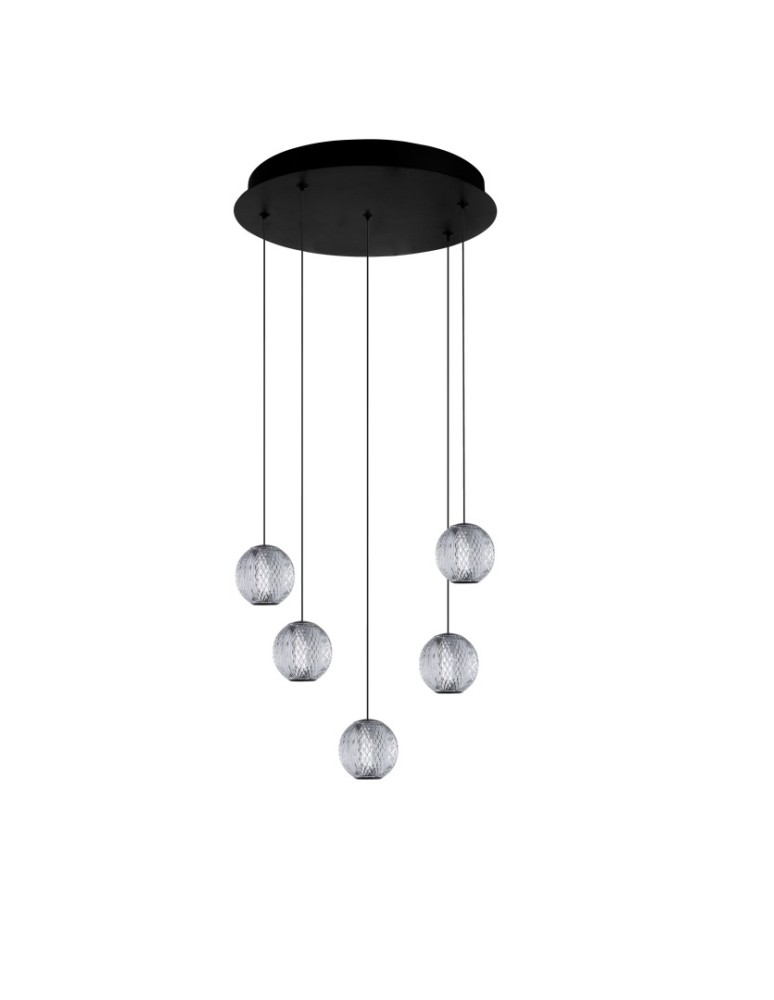 Azzardo EDEM 5 ROUND BK Czarny/Transparentny 5xLED Wisząca AZ6017