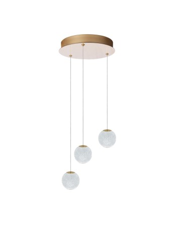 Azzardo EDEM 3 ROUND GO Złoty Połysk/Transparentny 3xLED Wisząca AZ6020