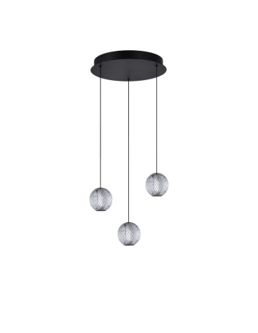 Azzardo EDEM 3 ROUND BK Czarny/Transparentny 3xLED Wisząca AZ6019