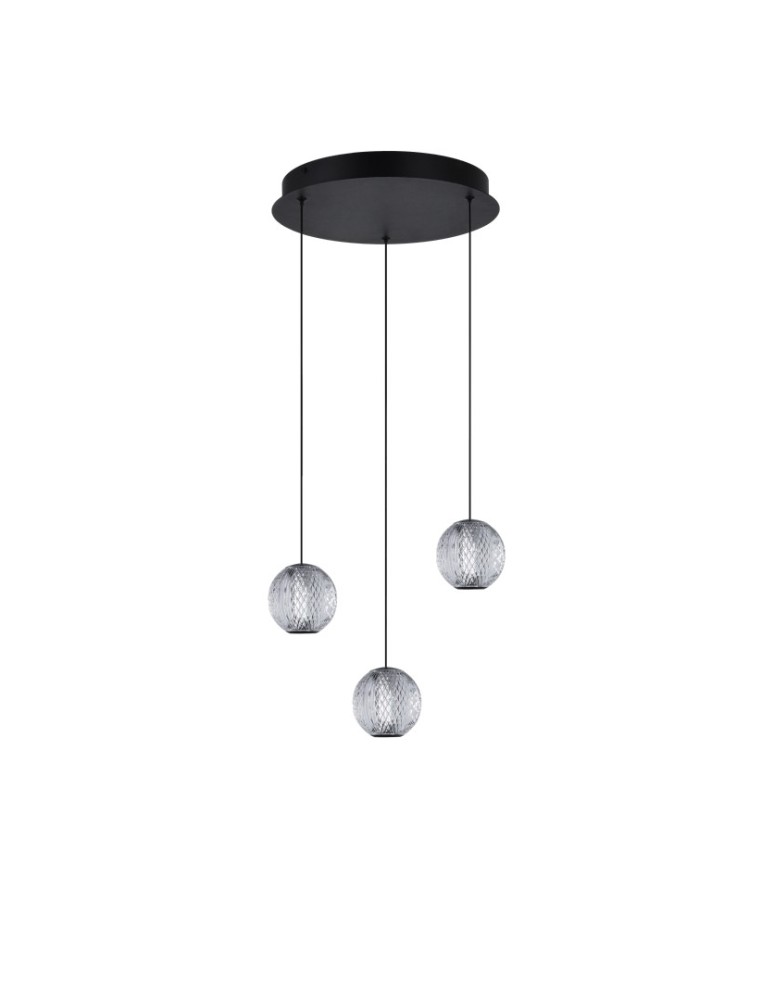 Azzardo EDEM 3 ROUND BK Czarny/Transparentny 3xLED Wisząca AZ6019