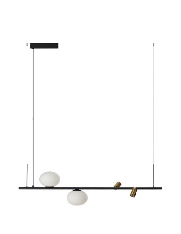 Azzardo TRASIMENO 95 BK Czarny Mat/Mosiądz Szczotkowany/Biały Mat 2+2xLED/G9 Wisząca z Reflektorami AZ5639