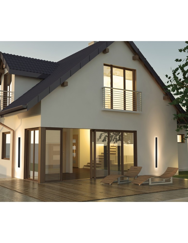 Kinkiety zewnętrzne - Italux Mutti 3K Zewnętrzna Ścienna Czarny piaskowany IP54 12xLED 29W 3000K OWL-2051-12-3K - product kolory-swiatla.pl 2