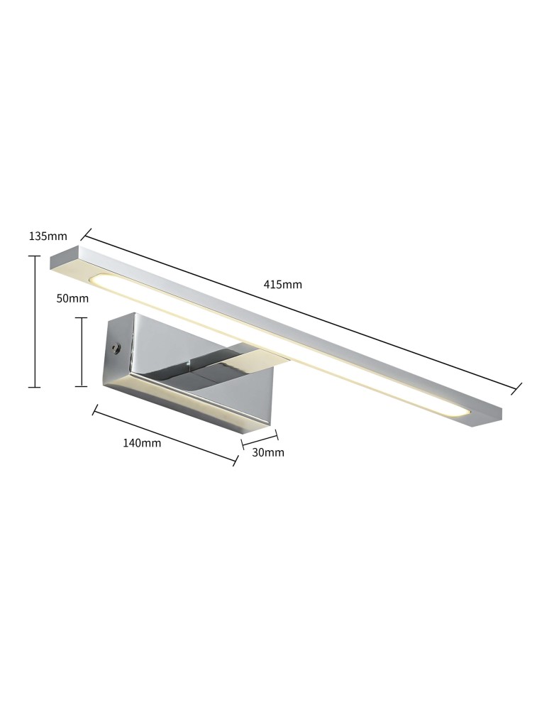 Light Prestige Isla kinkiet chrom sredni IP44 CCT (zmienna barwa 3000/4000/6500K) LED chrom GS-LWB-12W CH CCT