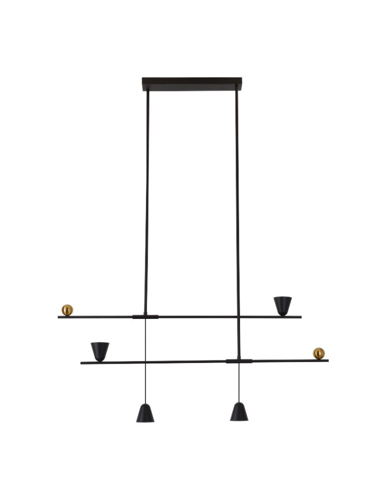 Azzardo SPOLETO 2 BK 3000K Czarny Mat/Złoty 4xLED Wisząca AZ5642
