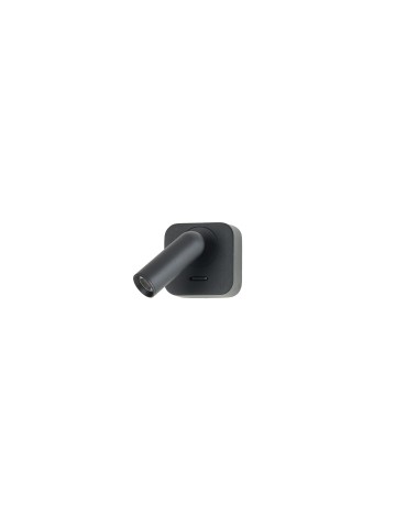 Azzardo LUGANO SQUARE WALL BK 3000K Czarny Mat 1xLED Kinkiet do Czytania z Włącznikiem AZ5655