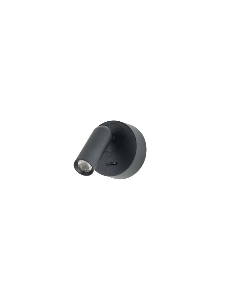 Azzardo LUGANO ROUND WALL BK 3000K Czarny Mat 1xLED Kinkiet do Czytania z Włącznikiem AZ5628