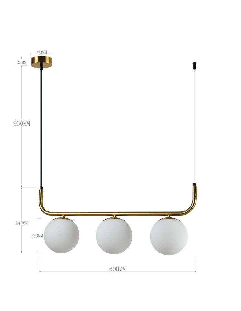 Light Prestige Lampa wisząca Alisa 3xE14 złota/biała LP-005/3L GD Light Prestige Lampa wisząca Alisa 3xE14 złota/biała LP-005/3L GD