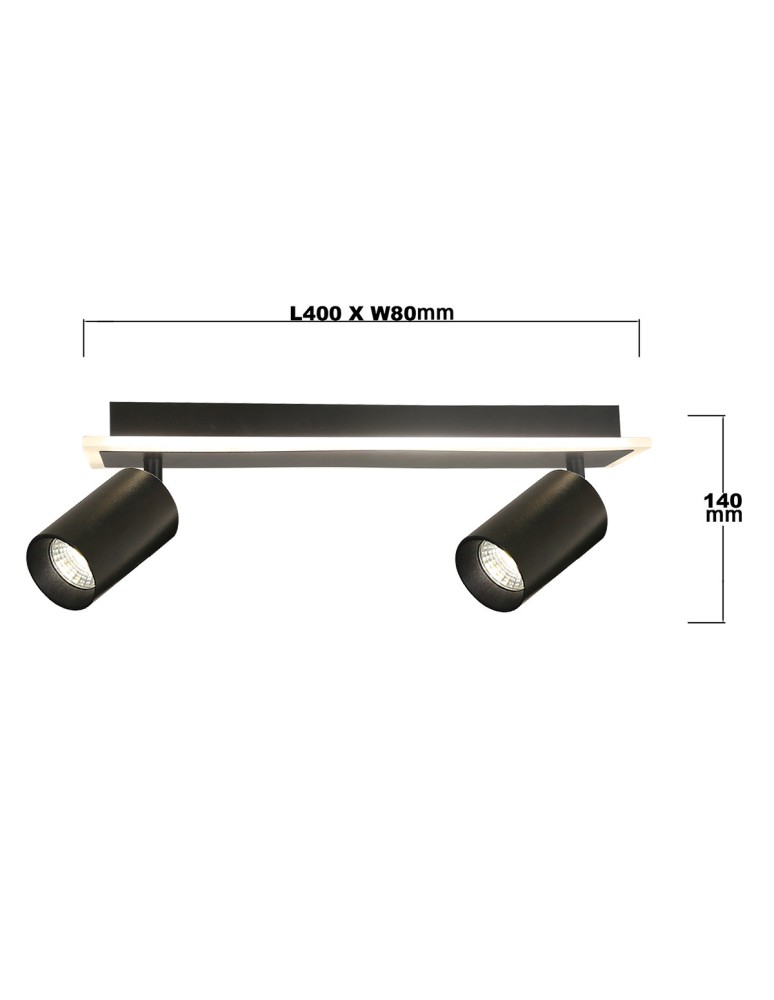 Light Prestige Spot Parma 2 2xGU10 + 1xLED CCT czarny LP-0612/2WS BK Light Prestige Spot Parma 2 2xGU10 + 1xLED CCT czarny LP-0612/2WS BK