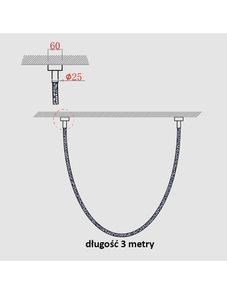 Light Prestige Lampa wisząca Rope Light 3M 1xLED biały/złoty LP-642/3M Light Prestige Lampa wisząca Rope Light 3M 1xLED biały/złoty LP-642/3M