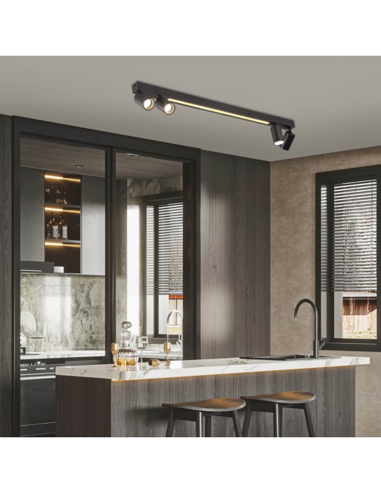 Light Prestige Lampa sufitowa Perugia 4xGU10 + 1xLED czarna LP-0703/4C BK Light Prestige Lampa sufitowa Perugia 4xGU10 + 1xLED czarna LP-0703/4C BK