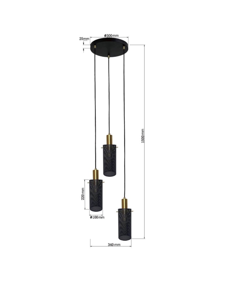 Light Prestige Lampa wisząca Tirana 3xE27 czarna LP-945/3P BK Light Prestige Lampa wisząca Tirana 3xE27 czarna LP-945/3P BK