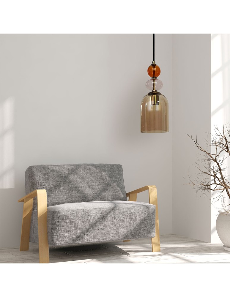 Light Prestige Lampa wisząca Tropea 1xE27 bursztynowa, średnia LP-2004/1P M AM