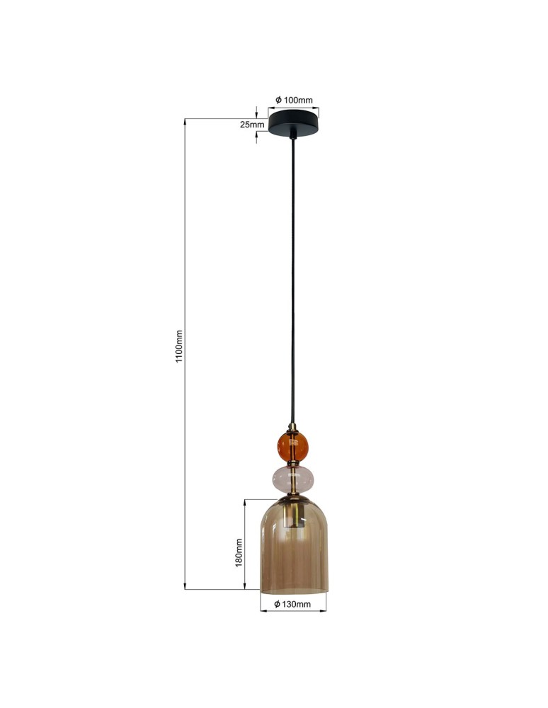 Light Prestige Lampa wisząca Tropea 1xE27 bursztynowa, średnia LP-2004/1P M AM