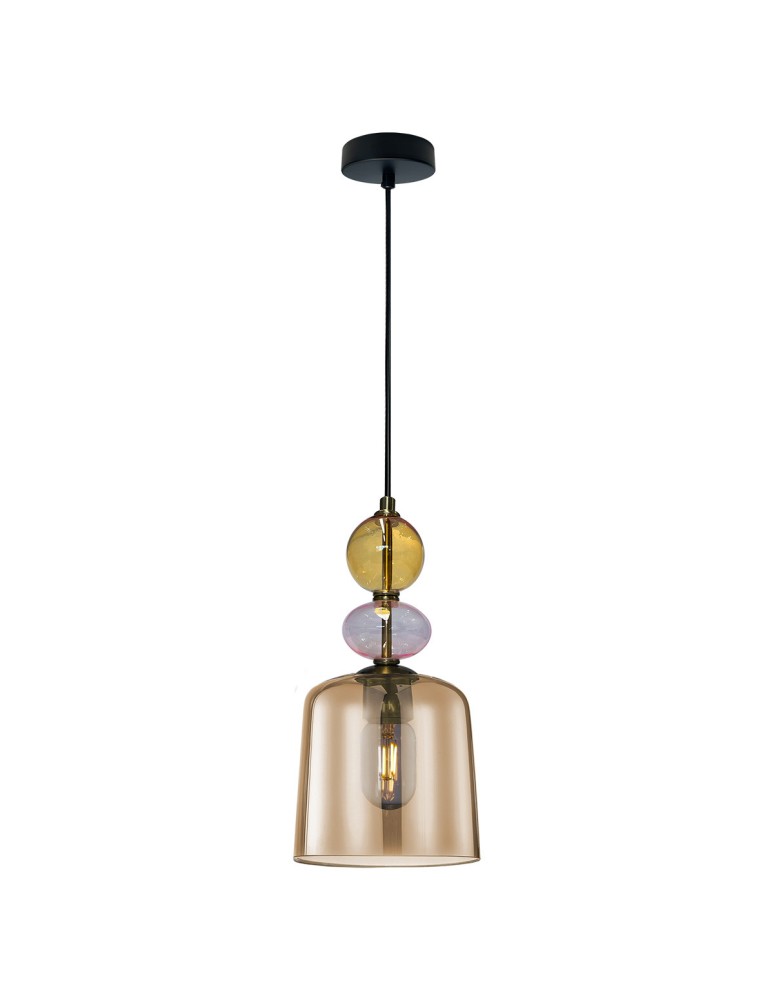Light Prestige Lampa wisząca Tropea 1xE27 bursztynowa, mała LP-2004/1P S AM Light Prestige Lampa wisząca Tropea 1xE27 bursztynowa, mała LP-2004/1P S AM