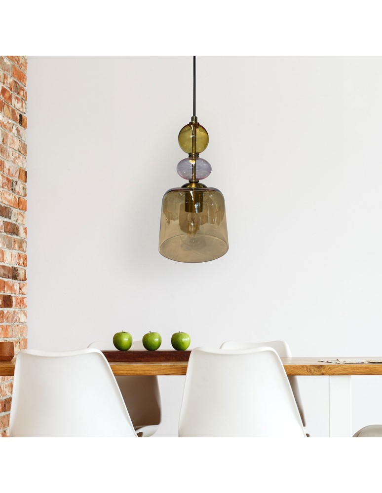 Light Prestige Lampa wisząca Tropea 1xE27 bursztynowa, mała LP-2004/1P S AM Light Prestige Lampa wisząca Tropea 1xE27 bursztynowa, mała LP-2004/1P S AM